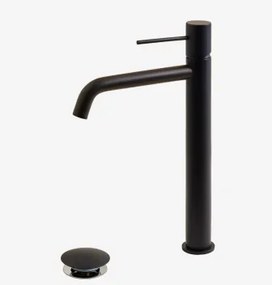 Zestaw Baterii Umywalkowej I Zaworu Spustowego Orveta Click-clack Z Mosiądzu Czarny Matowy & ↑30 Cm & Zawór Bez Przelewu - Sklum