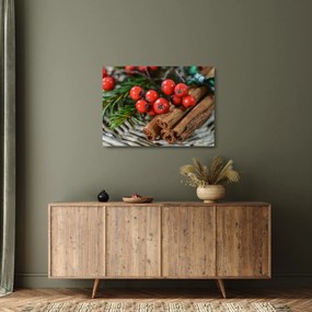 Obraz na szkle - jagody i cynamon (70x50 cm)