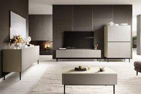 Komoda Nicole 200 cm na metalowych nogach - kaszmir / czarne nóżki