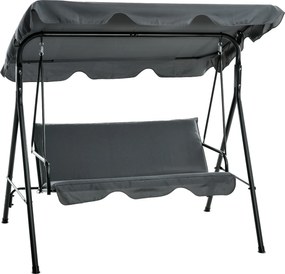 Outsunny Huśtawka ogrodowa, 3-osobowa ławka huśtawkowa z daszkiem, stal, 172 x 110 x 153 cm, Szara