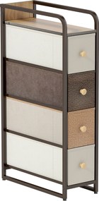 HOMCOM Komoda z 4 tkaninowymi szufladami, szafka do przechowywania ze stalową ramą, 20 x 47 x 84,5 cm, wielobarwna | Aosom PL