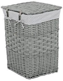 Zestaw wiklinowych koszy na bieliznę Szara kropka, 2 szt., 2 rozmiary, 40 x 60 x 40 cm