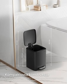 Kosz na śmieci do łazienki NORD, 6 l, czarny SongmicsHome