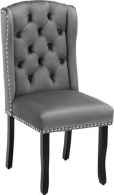 Zestaw 6 krzeseł do jadalni z aksamitu - 49 x 61 x 100 cm - nogi dębowe - do sypialni i salonu - szare