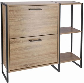 Dwukomorowa loftowa szafka na buty z otwartymi półkami S9-L24