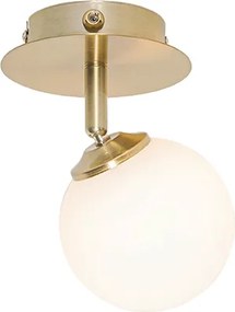 Nowoczesny reflektor złoty z opalowym szkłem z włącznikiem - Athens