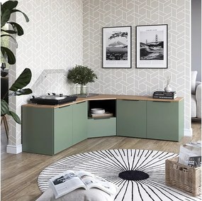 Ściana w salonie zielony 68x68x50 wido