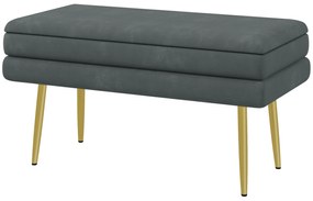HOMCOM Ławka Tapicerowana z Przestrzenią do Przechowywania, Drewno Lite, 79,5 cm x 37,5 cm x 43 cm, Ciemnoszary