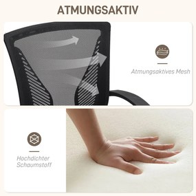 HOMCOM Fotel Biurowy z Siatkowym Oparciem, Regulowana Wysokość, do 120 kg, Czarny