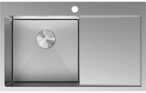 Mexen Exar zlewozmywak stalowy 1-komorowy z ociekaczem lewy 780 x 480 mm, inox - 6433781010L-01