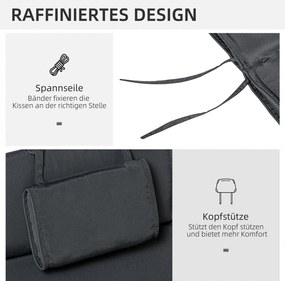 Outsunny Materac na Leżak z Zagłówkiem Szary Zdejmowany Pokrowiec Wygodny Wypoczynek 198x53x5cm | Aosom PL