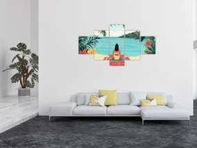 Obraz - Joginka na plaży (125x70 cm)
