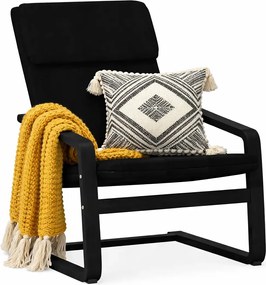 Czarny drewniany fotel wypoczynkowy do salonu H9-N52