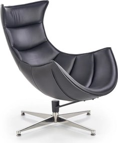 Czarny fotel wypoczynkowy ze skóry Luxor