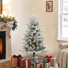 HOMCOM Sztuczna choinka, 90 cm, 50 LED, 240 końcówek, sztuczny śnieg, podstawa z tlenku magnezu | Aosom PL