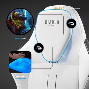 Fotel gamingowy materiałowy Diablo X-One Prime Normal Size, Ghosted White