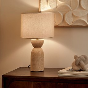 Lampa stołowa z trawertynową podstawą ERIN, Ø 28 x 47,5 cm