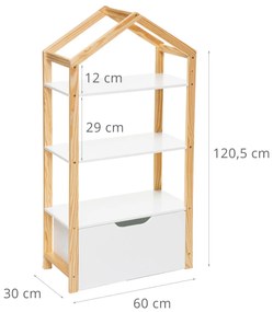 Regał na zabawki, Półka domek LENA, 60 x 30 x 120 cm