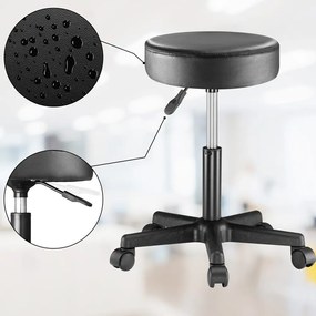 Casaria Taboretka na kółkach BONY, Ø35cm, czarna