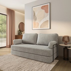 Masseno Sofa piankowa NIKSI z funkcją spania, Kanapa z pianki do salonu, Bezmontażowa, Tkanina bucle – Jasnoszary QUELLE 83