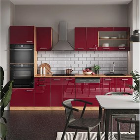 Aneks kuchenny czerwony wysoki połysk/złoty dąb 300x46x81.6 r-line