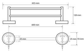 SAPHO XB401 X-Round Black podwójny uchwyt na  ręczniki, czarny