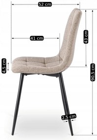 Zestaw Stół Prostokątny VETTEL 120 cm Dąb Złoty/Czarny i 4 Krzesła Tapicerowane PERU 2 Beżowe Nowoczesne Loft