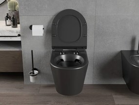 Mexen Rico miska wc Rimless z deską wolnoopadającą slim, duroplast, czarna mat - 30720185