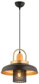 Lampa wisząca MONZA na lince 1xE27/40W/230V, śr. 32 cm, czarna/złota
