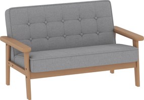 AIYAPLAY Fotel dziecięcy, kanapa dziecięca z drewnianą ramą, welurowe wykończenie, tapicerowany, dla dzieci w wieku 3–15 lat Szary