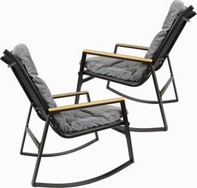 Fotel bujany, stalowy, z poduszkami, szary, 2szt