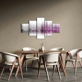 Obraz - Panorama miasta, różowo-  szara (125x70 cm)