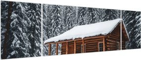 Obraz - Pokryta śniegiem chata (170x50 cm)