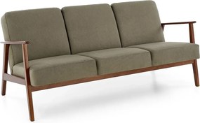Oliwkowa tapicerowana sofa 3-osobowa w stylu vintage T0-D26