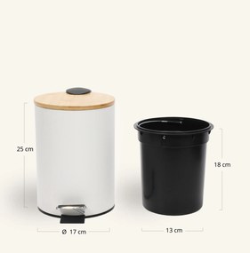 Kosz łazienkowy z bambusem ZETRU, 3 l