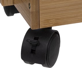 Wąski regał łazienkowy na kółkach, bambus, 4 poziomy