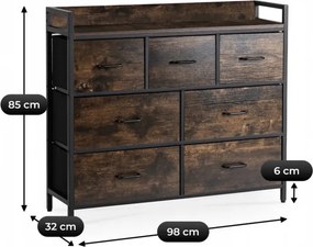 Komoda z Szufladami HUDSON 98 cm Dąb Rustykalny/Czarny Loft