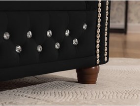 Czarny aksamitny rozkładany narożnik (lewostronny/w kształcie litery L) York Blik – Ropez