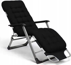 Leżak ogrodowy rozkładany Tossa DC01-GR-BK, poduszka czarna, stelaż szary