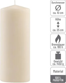 Świece bezzapachowe kremowe 2 szt. 25x10 cm, 180h, dekoracja