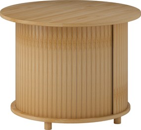 HOMCOM Stolik pomocniczy, okrągły, z miejscem do przechowywania, drzwiczki przesuwne, bambus, Ф60 x 45 cm, obciążenie do 20 kg