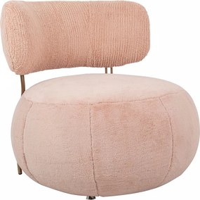 Designerski fotel wypoczynkowy z pluszu Teddy Low różowy