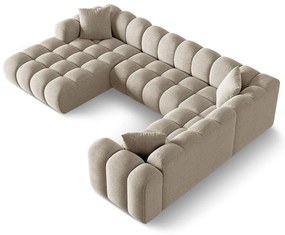 Jasnobrązowy narożnik z tkaniny szenilowej (prawostronny/w kształcie litery U) Treno – Cosmopolitan Design