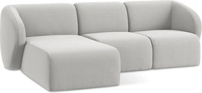 Jasnoszary aksamitny narożnik (lewostronny/z szezlongiem) Lani – Makamii