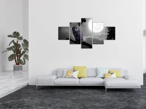 Obraz - Nocna sowa, fioletowa sowa (125x70 cm)