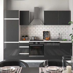 Zabudowa kuchenna antracytowy wysoki połysk/biały 270x46x81.6 optima