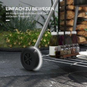 Outsunny Grill węglowy z rusztem, kółkami, półką, pojemnikiem na popiół, wbudowanym termometrem do BBQ, metalowy, czarny, 55 x 65 x 89 cm