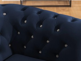 Niebieski aksamitny rozkładany narożnik (lewostronny/w kształcie litery L) York Blik – Ropez