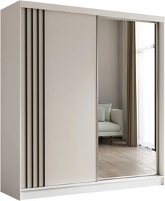 Szafa biała z lustrem przesuwna na ubrania NELI 200 cm szuflady