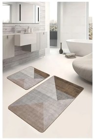 Szaro-brązowe aksamitne dywaniki łazienkowe zestaw 2 szt. 60x100 cm – Mila Home